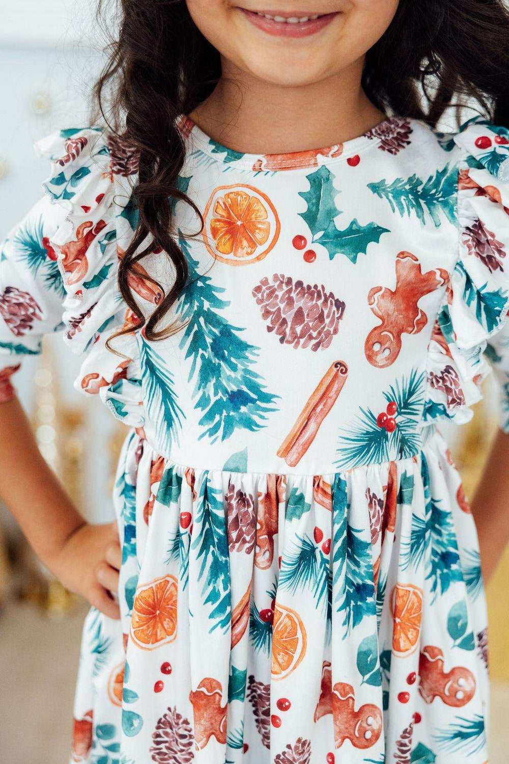 Classic Christmas 3/4 Sleeve Ruffle Twirl Dress - Mila & Rose ® - Flyclothing LLC