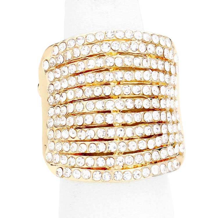 Rhinestone Pave Multi Row Stretch Ring - Madeline Love - Flyclothing LLC
