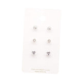 3Pairs - CZ Heart Round Stud Earrings Set - Madeline Love - Flyclothing LLC