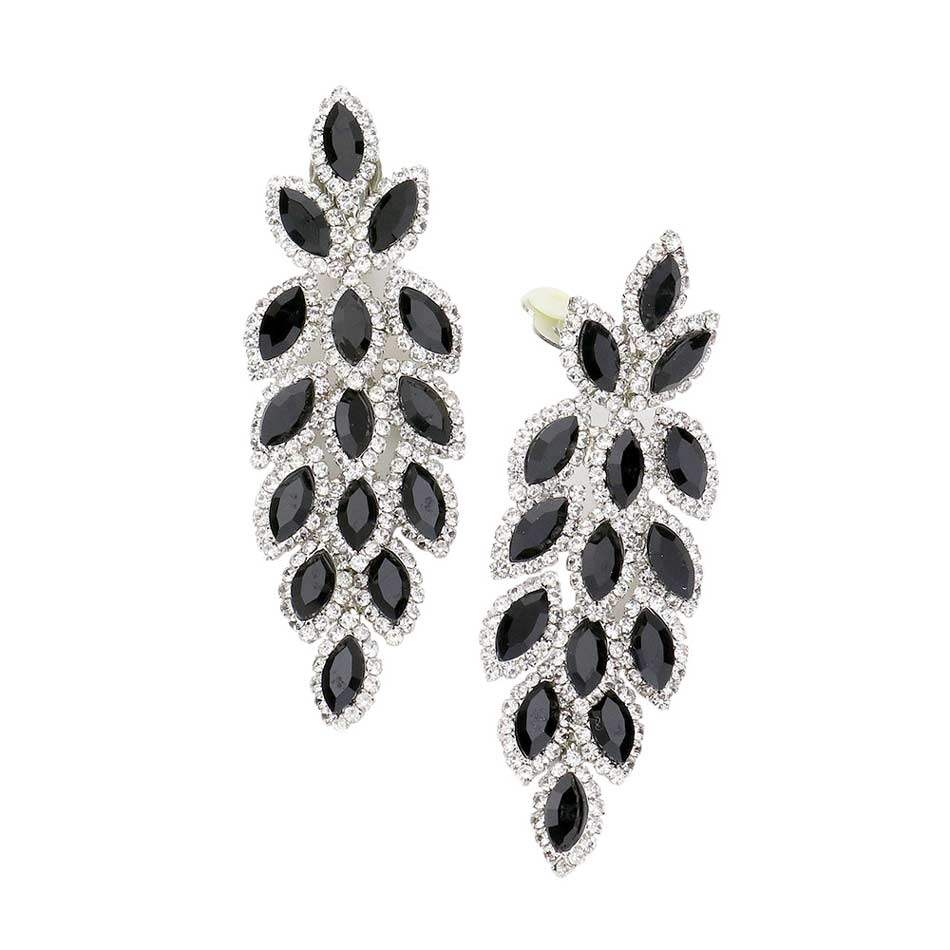 Marquise Crystal Oval Cluster Vine Clip On Earrings - Madeline Love - Flyclothing LLC
