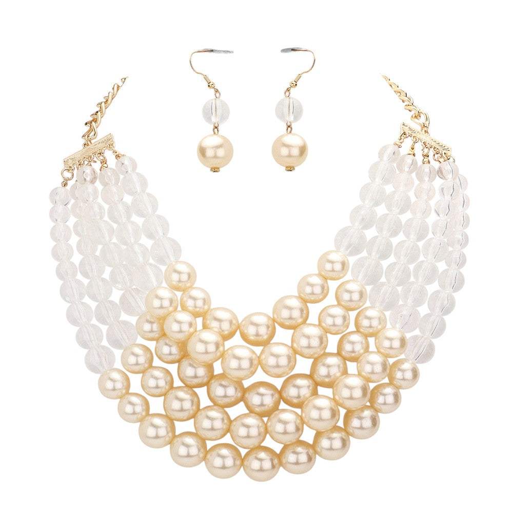 Chunky Multi Strand Pearl Bib Necklace - Madeline Love - Flyclothing LLC