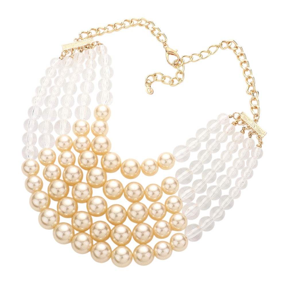 Chunky Multi Strand Pearl Bib Necklace - Madeline Love - Flyclothing LLC