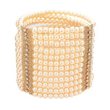 Rhinestone Accented Pearl Multi Stretch Bracelet - Madeline Love - Flyclothing LLC