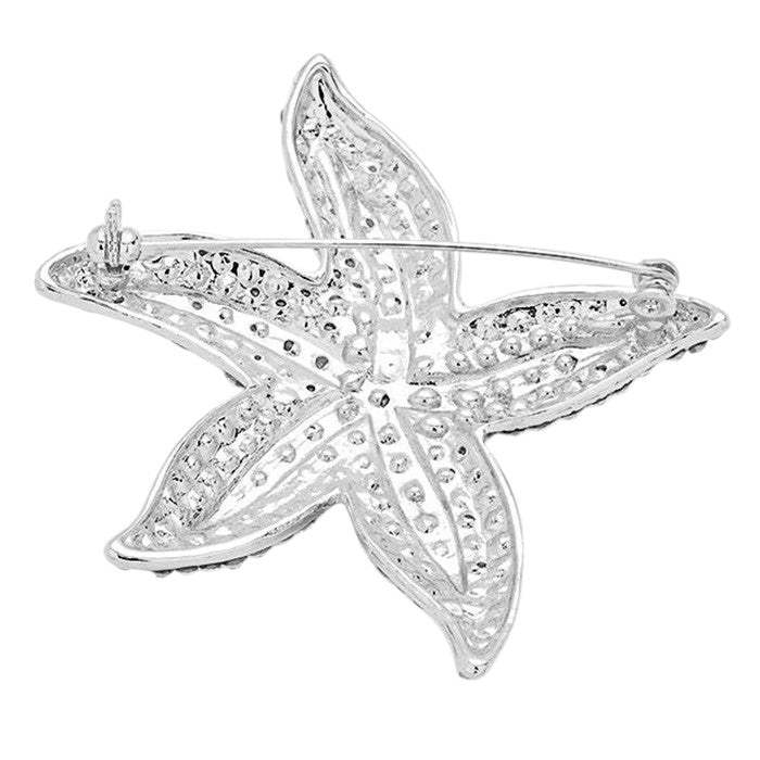 Crystal Rhinestone Starfish Pin Brooch - Madeline Love - Flyclothing LLC