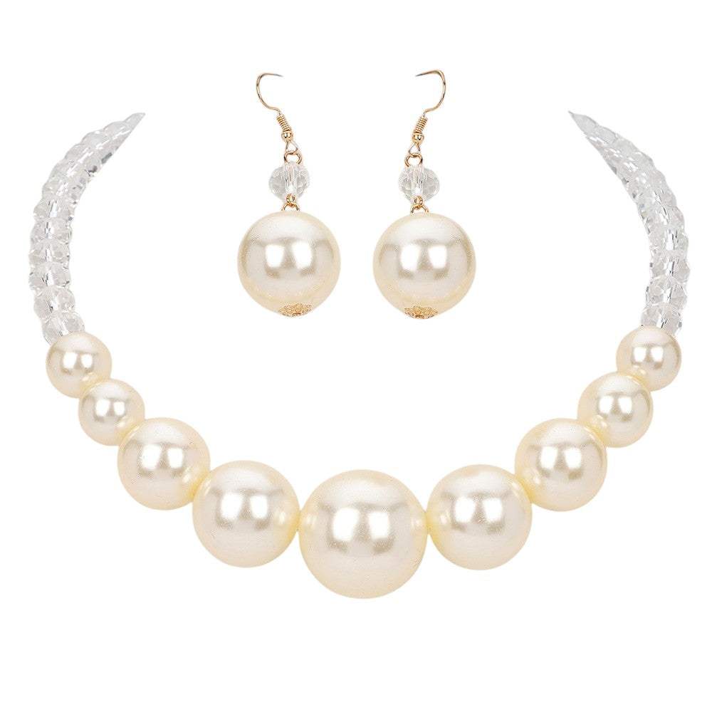 Faceted Beaded Chunky Pearl Necklace - Madeline Love - Flyclothing LLC