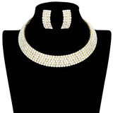 5Rows Crystal Rhinestone Choker Cuff Necklace - Madeline Love - Flyclothing LLC