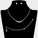 Classic Round Stone Link Rhinestone Paved Necklace - Madeline Love - Flyclothing LLC