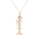 Crystal Pave Fishbone Pendant Necklace - Madeline Love - Flyclothing LLC