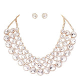 Crystal Pave Trim Round Evening Necklace Earring Set - Madeline Love - Flyclothing LLC