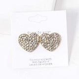 Crystal Stone Paved Heart Stud Earrings - Madeline Love - Flyclothing LLC