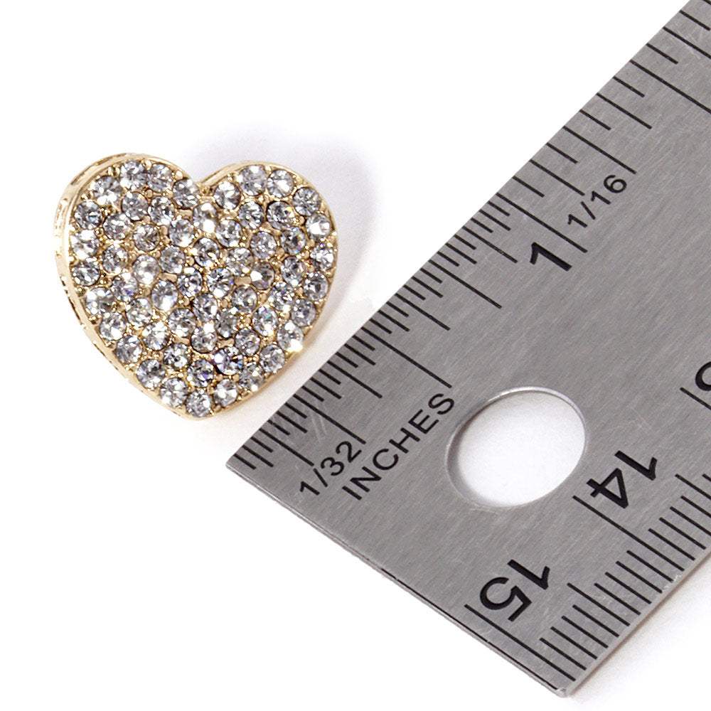 Crystal Stone Paved Heart Stud Earrings - Madeline Love - Flyclothing LLC