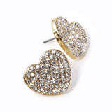 Crystal Stone Paved Heart Stud Earrings - Madeline Love - Flyclothing LLC