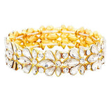 Floral Crystal Stretch Evening Bracelet - Madeline Love - Flyclothing LLC