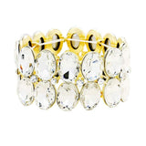 Glass Crystal Oval Stone Cluster Stretch Bracelet - Madeline Love - Flyclothing LLC