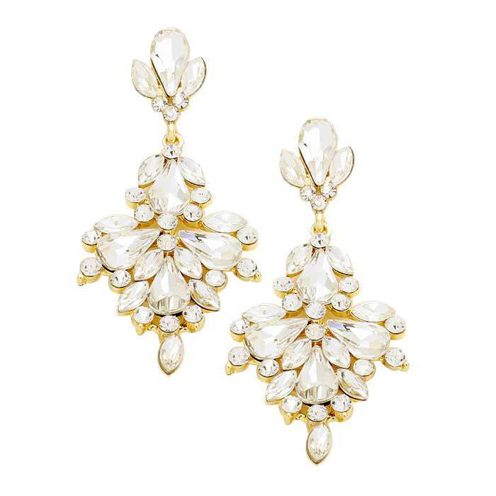 Glass Crystal Statement Evening Earrings - Madeline Love - Flyclothing LLC