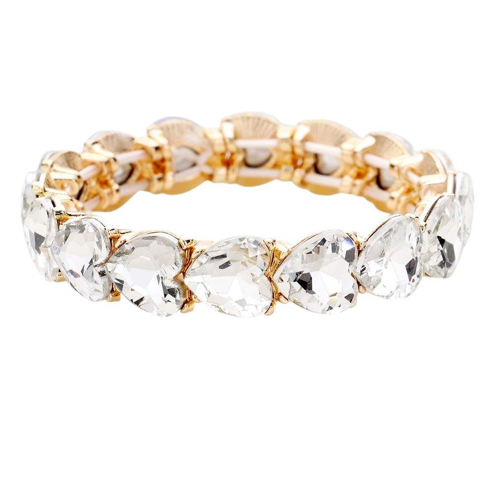Heart Crystal Stretch Evening Bracelet - Madeline Love - Flyclothing LLC