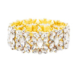 Marquise Floral Oval Crystal Cluster Stretch Evening Bracelet - Madeline Love - Flyclothing LLC