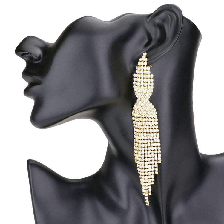 Rhinestone Fringe Evening Earrings - Madeline Love - Flyclothing LLC