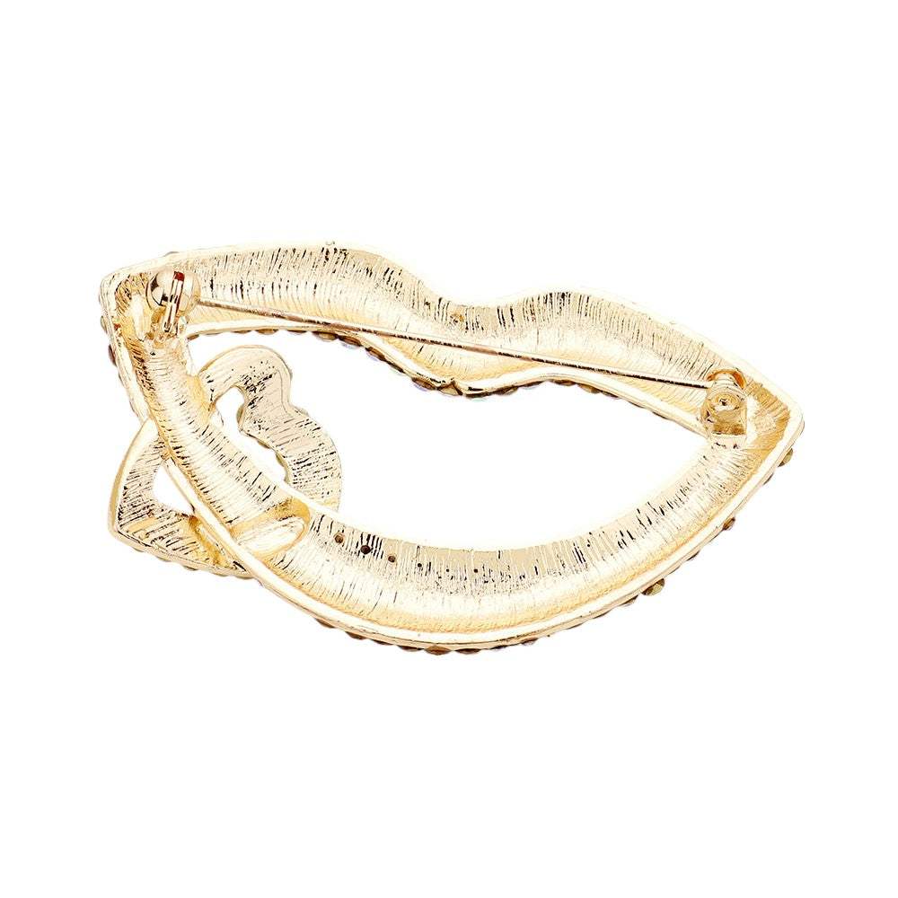 Rhinestone Lip Heart Pin Brooch - Madeline Love - Flyclothing LLC