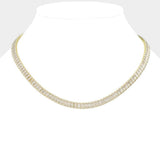 Stainless Steel Emerald Cut CZ Stone Tennis Chain Necklace - Madeline Love - Flyclothing LLC