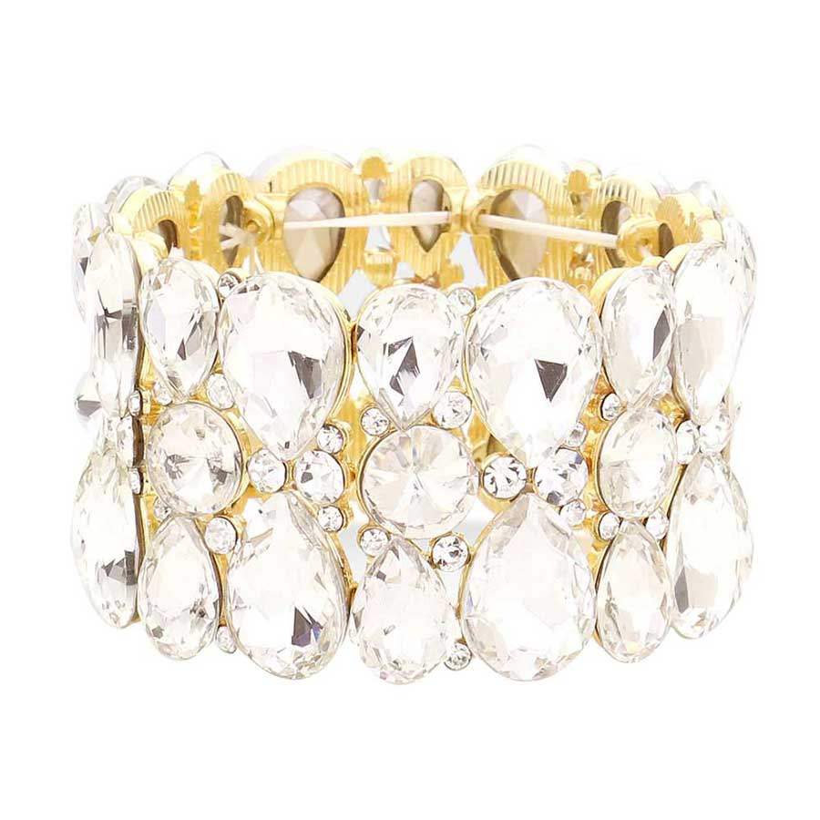Teardrop Crystal Stretch Evening Bracelet - Madeline Love - Flyclothing LLC