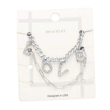 2PCS - LOVE Rhinestone Embellished Metal Chain Bracelets - Madeline Love - Flyclothing LLC
