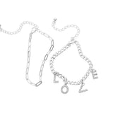 2PCS - LOVE Rhinestone Embellished Metal Chain Bracelets - Madeline Love - Flyclothing LLC