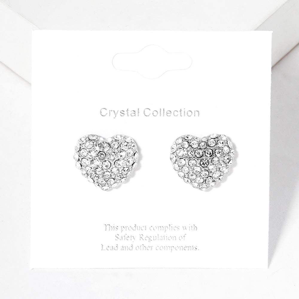 Crystal Pave Heart Stud Earrings - Madeline Love - Flyclothing LLC