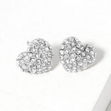 Crystal Pave Heart Stud Earrings - Madeline Love - Flyclothing LLC