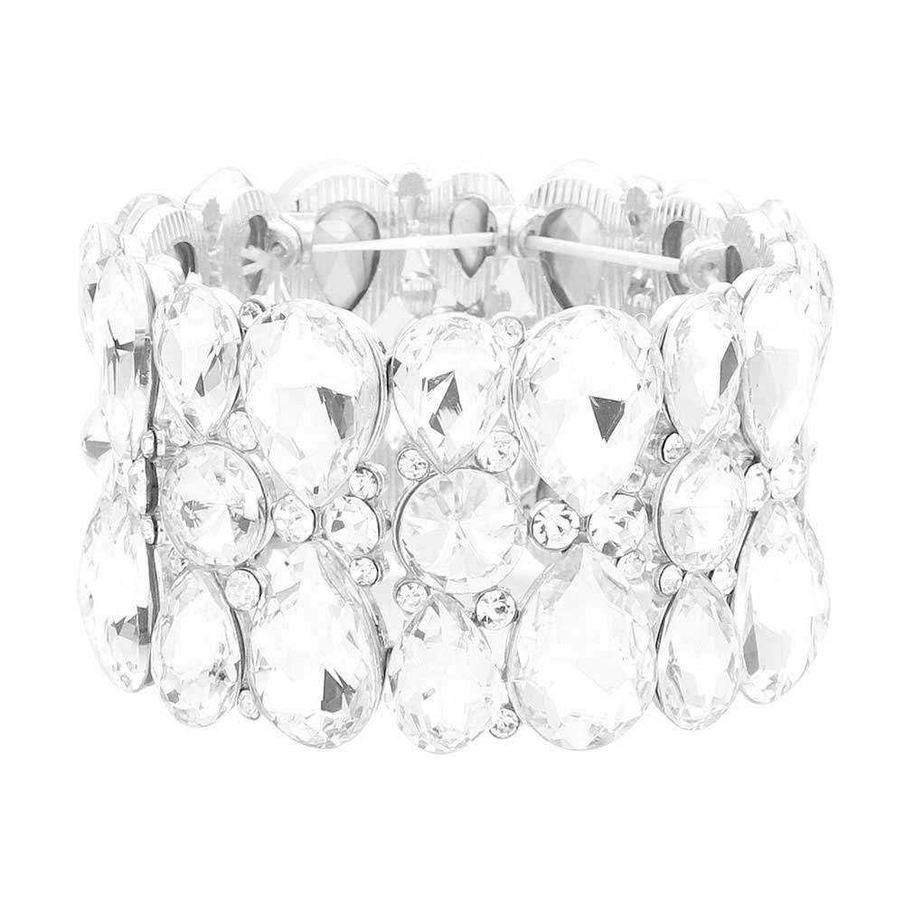 Teardrop Crystal Stretch Evening Bracelet - Madeline Love - Flyclothing LLC