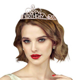Teardrop Crystal Rhinestone Happy Birthday Tiara - Madeline Love - Flyclothing LLC