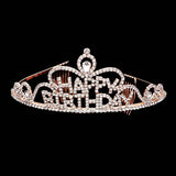 Teardrop Crystal Rhinestone Happy Birthday Tiara - Madeline Love - Flyclothing LLC