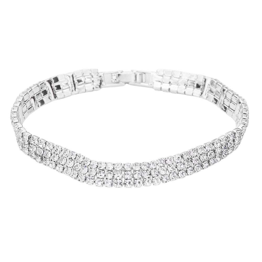 3Rows Rhinestone Evening Bracelet - Madeline Love - Flyclothing LLC