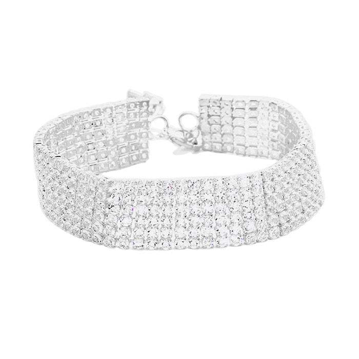 6 Rows Pave CZ Tennis Evening Bracelet - Madeline Love - Flyclothing LLC