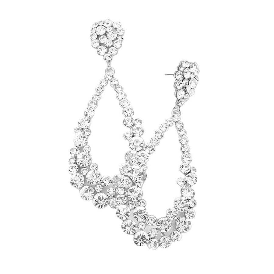 Crystal Bubble Cluster Teardrop Evening Earrings - Madeline Love - Flyclothing LLC