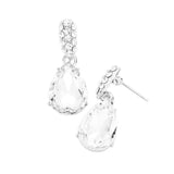 Crystal Teardrop Rhinestone Pave Evening Earrings - Madeline Love - Flyclothing LLC