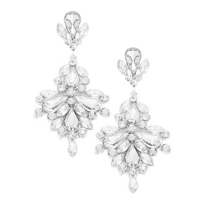 Glass Crystal Statement Evening Earrings - Madeline Love - Flyclothing LLC