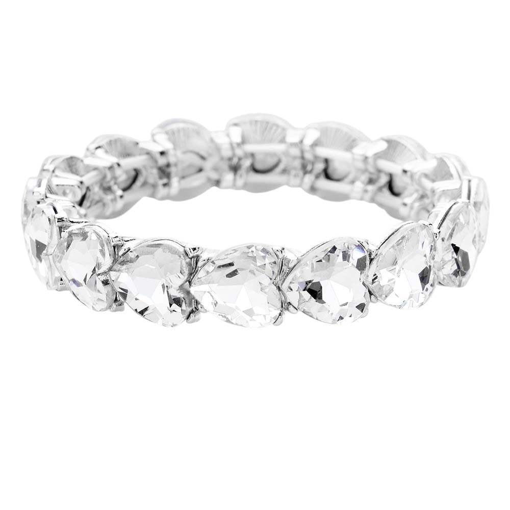 Heart Crystal Stretch Evening Bracelet - Madeline Love - Flyclothing LLC
