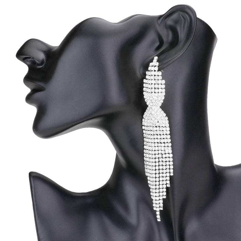 Rhinestone Fringe Evening Earrings - Madeline Love - Flyclothing LLC