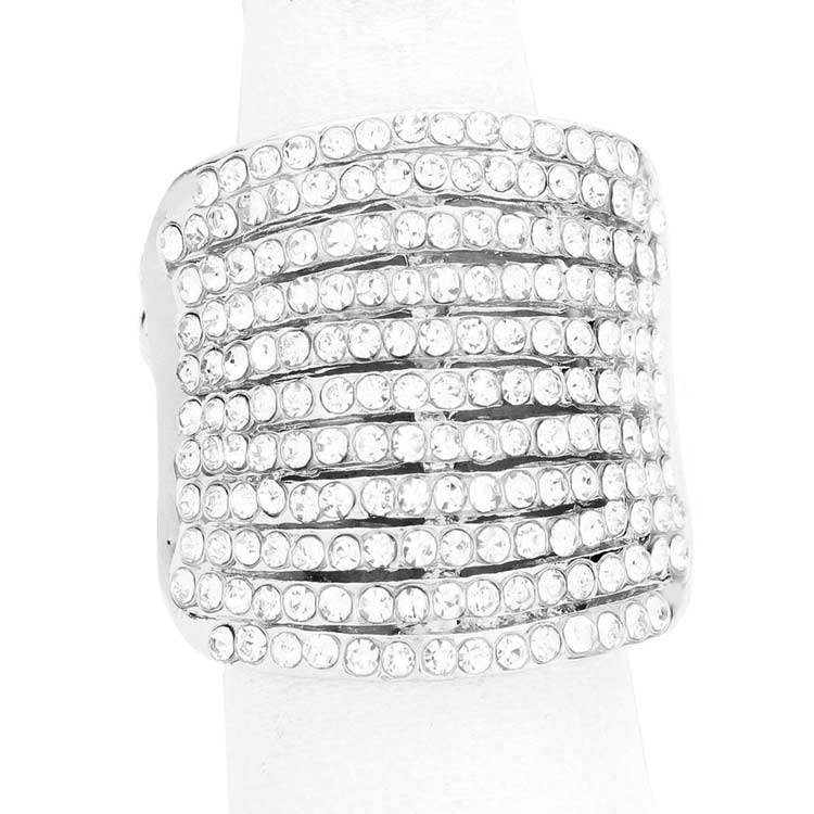 Rhinestone Pave Multi Row Stretch Ring - Madeline Love - Flyclothing LLC