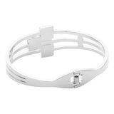 Stainless Steel Triple Square Stone Pointed Hinged Bangle Bracelet - Madeline Love - Flyclothing LLC