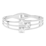 Stainless Steel Triple Square Stone Pointed Hinged Bangle Bracelet - Madeline Love - Flyclothing LLC