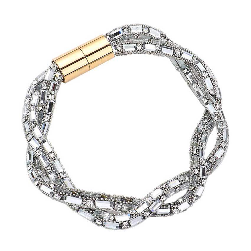 Stone Embellished Twisted Magnetic Bracelet - Madeline Love - Flyclothing LLC