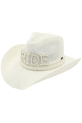 C.C Women's Bride Pearl & Rhinestone Trim Cowboy Hat - Madeline Love - Flyclothing LLC