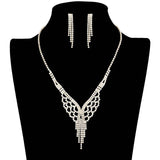 Shimmery Rhinestone Pave Necklace Earring Set - Madeline Love - Flyclothing LLC