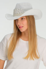 C.C MRS Letter Pearl & Rhinestone Trim Deco Cowboy Hat - Madeline Love - Flyclothing LLC