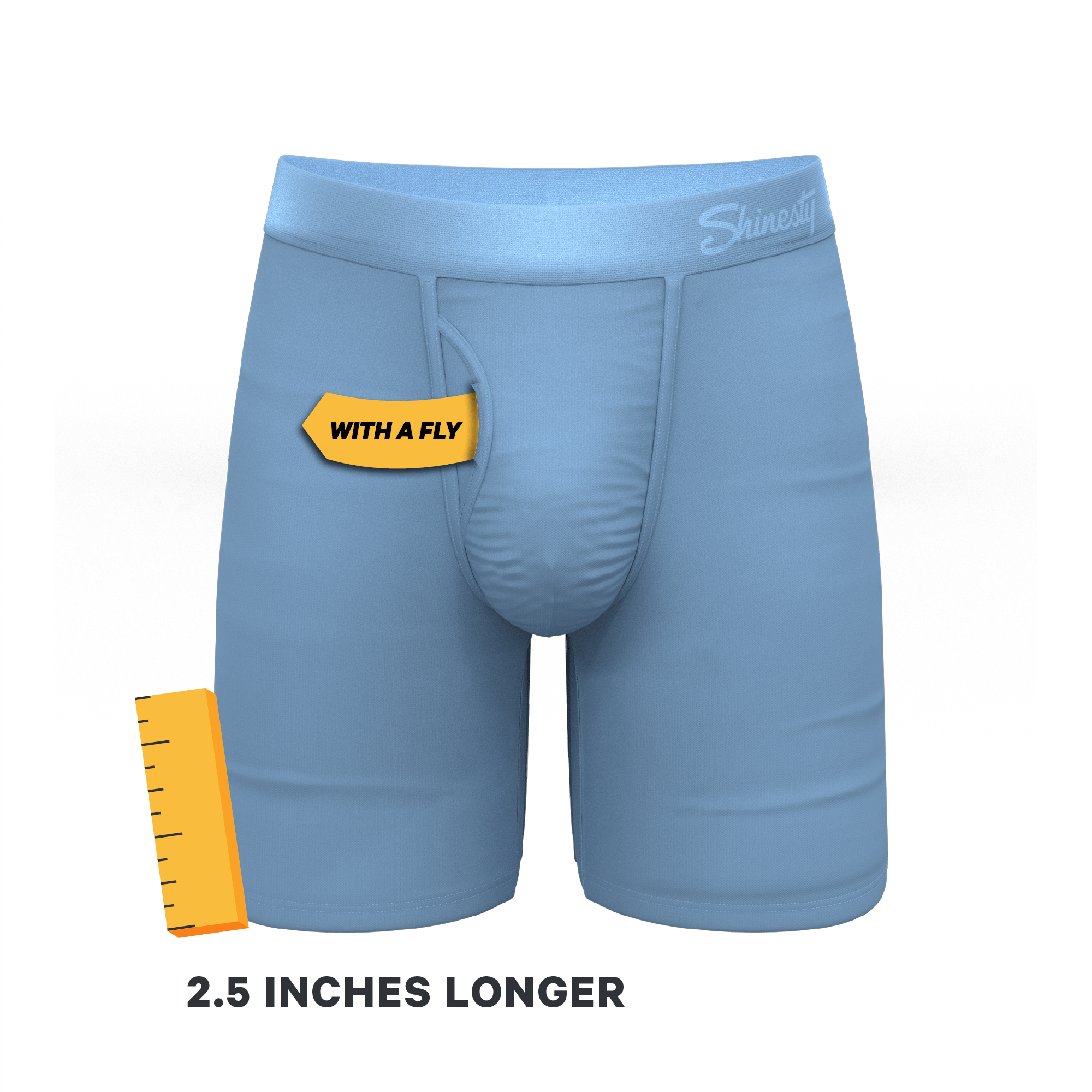 The Clear Skies | Light Blue Tonal Long Leg Ball Hammock® Pouch Underwear With Fly - Shinesty