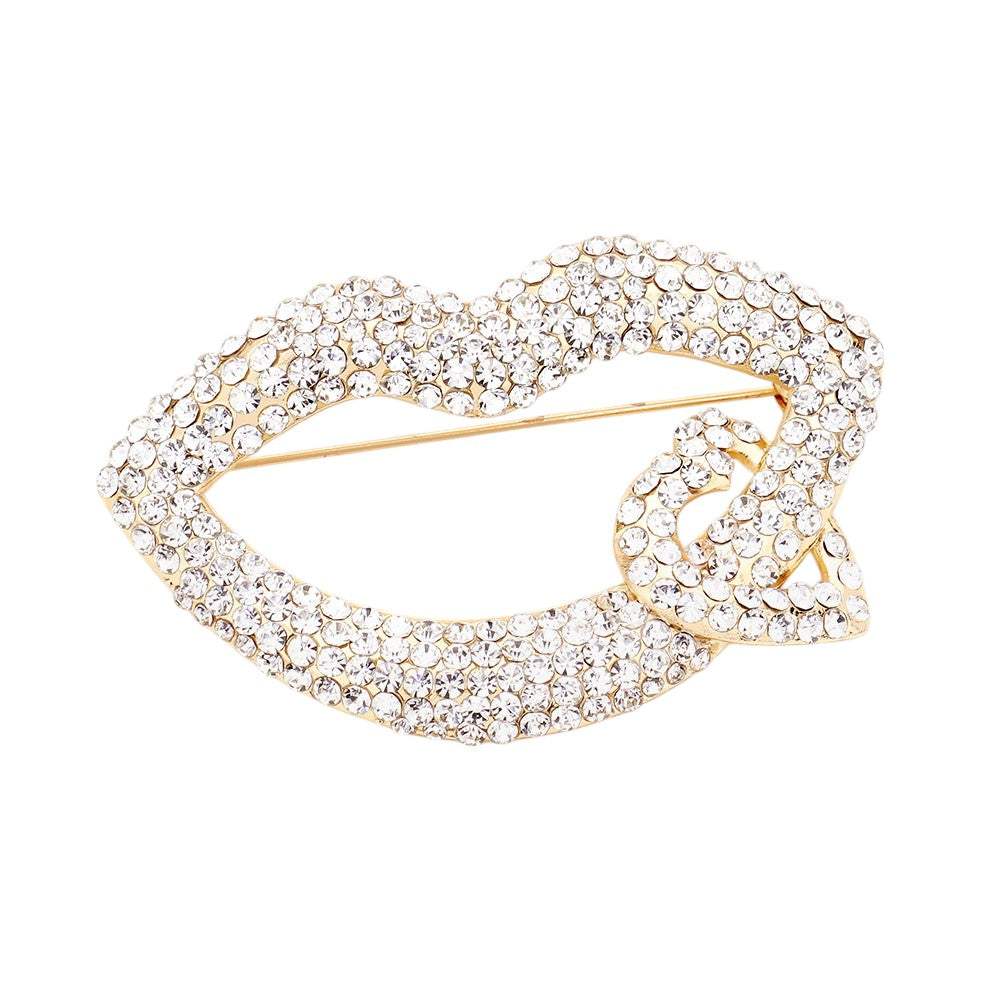 Rhinestone Lip Heart Pin Brooch - Madeline Love - Flyclothing LLC