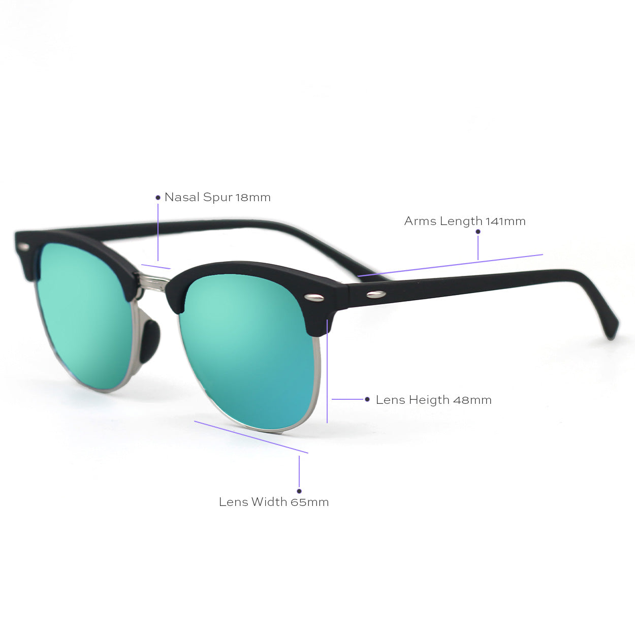 The Masters – Mirrored Aqua Clubmaster Sunglasses - TopFoxx - Flyclothing LLC