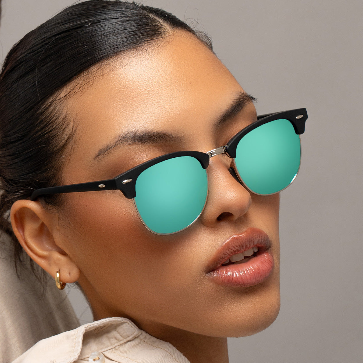The Masters – Mirrored Aqua Clubmaster Sunglasses - TopFoxx - Flyclothing LLC